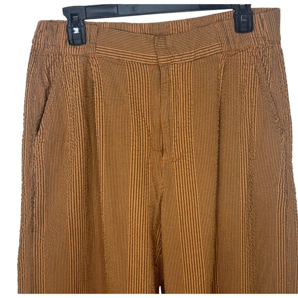 Free People Womens Star Of Wonder Striped Brown Wide-Leg Pants Medium - Picture 12 of 15